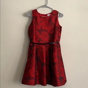 girls red dress with belt